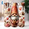 I Love Chocolate Gnome Tumbler 20 Oz Skinny Tumbler, Gnome Tumbler, Valentine Tumbler