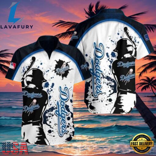 MLB Batter Up Splatter LA Dodgers Hawaiian Shirt – Dynamic Fan Wear , Vintage Hawaiian Shirts