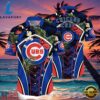 MLB Chicago Cubs Flower Tropical Aloha Hawaiian Button Down Shirt