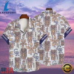 MLB Colorado Rockies Beige Tribal Pattern Aloha Shirt