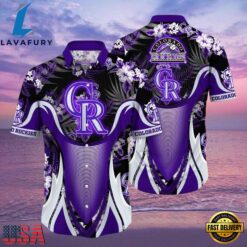 MLB Colorado Rockies Bold Purple Vortex Tropical Hawaiian Shirt