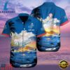 MLB Dodgers Sunset Palms Customizable Hawaiian Shirt