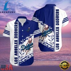 MLB Los Angeles Dodgers Splash White Stripe Aloha Shirt Fresh Blue Waves