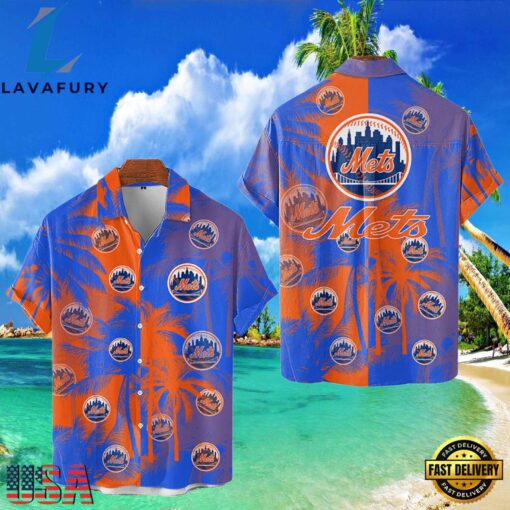 MLB New York Mets Tropical Palm Trees Aloha Hawaiian Shirt , Vintage Hawaiian Shirts
