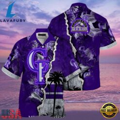 MLB Purple Palm Silhouette Colorado Rockies Hot Summer Hawaiian Shirt