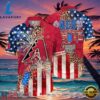 MLB Red, White, & Diamondbacks Hot Summer Aloha Shirt â€“ Patriotic Firework Spectacle