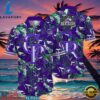 MLB Rockies Lavender Tropics Button-Up Hot Summer Aloha Shirt