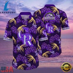 MLB Rockies Palms And Gold Lavish Colorado Tropical Hot Summer Hawaiian Shirt