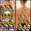 Pride A lot of Sunflower Sugar Skull Criss-cross Tank Top 3 Pride A lot of Sunflower Sugar Skull Criss-cross Tank Top