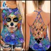 Pride Blue Sugar Skull Criss-cross Tank Top 2 Pride Blue Sugar Skull Criss-cross Tank Top