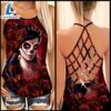 Pride Dark Red Sugar Skull Criss-cross Tank Top 2 Pride Dark Red Sugar Skull Criss-cross Tank Top