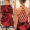 Pride Flower Mandala Skull Criss-cross Tank Top