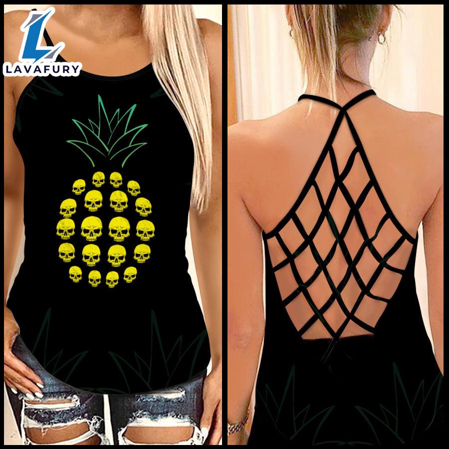 Pride Pineapple Skull Criss-cross Tank Top Pride Pineapple Skull Criss-cross Tank Top