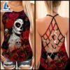 Pride Red Face Sugar Skull Criss-cross Tank Top
