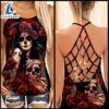 Pride Red Sugar Skull Criss-cross Tank Top