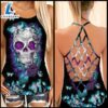 Pride Rose Blue Ruby Skull Criss-cross Tank Top 2 Pride Rose Blue Ruby Skull Criss-cross Tank Top
