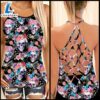 Pride Rose Pattern Skull Rose Criss-cross Tank Top 2 Pride Rose Pattern Skull Rose Criss-cross Tank Top