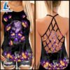 Pride Violet Butterfly Skull Criss-cross Tank Top