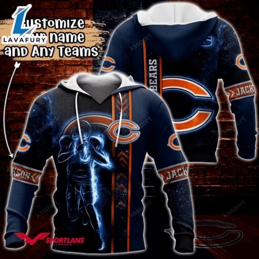 Chicago Bears NFL Custom Name 3D Hoodie Teams Shirt For Fans Gift Sport