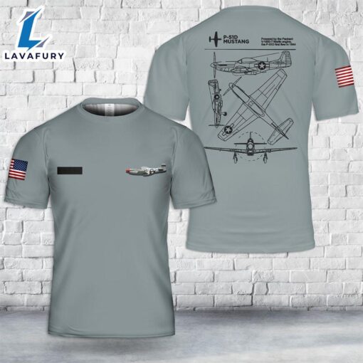 Custom Name North American P-51D Mustang WW2 T-Shirt 3D 4th Of July Shirt