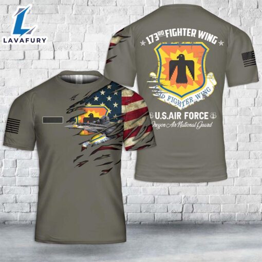Custom Name Oregon Air National Guard 173rd Fighter Wing F-15C Eagle T-Shirt 3D 4th Of July Shirt