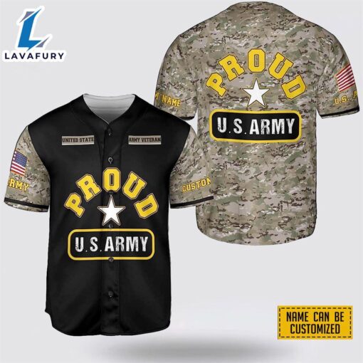 Custom Name Proud US Army United State Army Veteran Baseball Jersey
