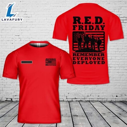 Custom Name RED Friday US Military T-Shirt 3D 4th Of July Shirt