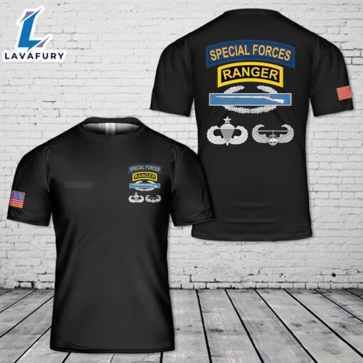 Custom Name SF Ranger CIB Airborne Senior Air Assault T-Shirt 3D 4th Of July Shirt