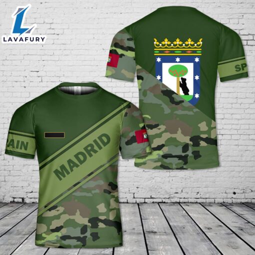 Custom Name Spain Madrid T-Shirt 3D 4th Of July Shirt