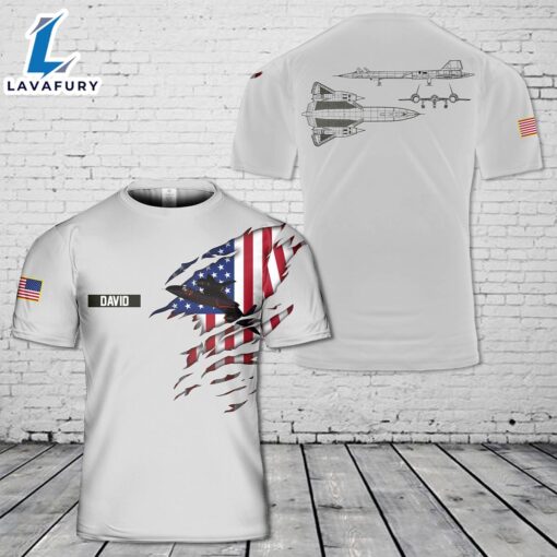 Custom Name SR-71 Blackbird Blueprint 3D T-Shirt 4th Of July Shirt