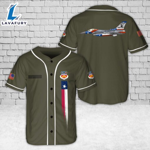Custom Name Texas Air National Guard 149th Fighter Wing F-16 Fighting Falcon Lone Star Gunfighters Baseball Jersey