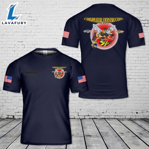 Custom Name Underwater Constriction Seabee T-Shirt 3D 4th Of July Shirt