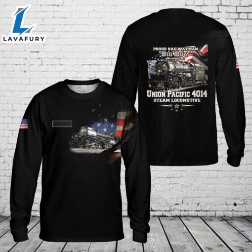 Custom Name Union Pacific Steam Locomotive 4014 BIG BOY AOP Long Sleeve Shirt 4th Of July Shirt