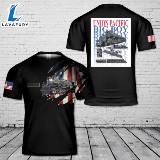 Custom Name Union Pacific Steam Locomotive 4014 BIG BOY T-Shirt 3D 4th Of July Shirt