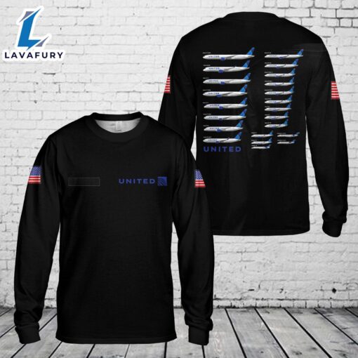 Custom Name United Airlines AOP Long Sleeve Shirt 4th Of July Shirt