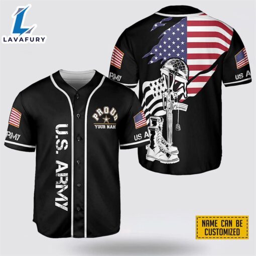 Custom Name United State Army And American Flag Baseball Jersey