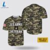 Custom Name US Army Veteran Rank American Flag Camouflage Pattern Baseball Jersey