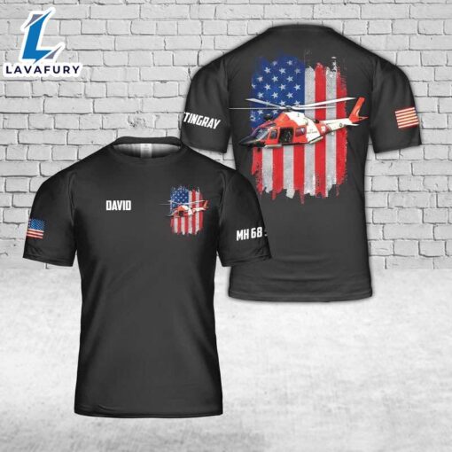 Custom Name US Coast Guard Augusta MH 68 Stingray 3D T-Shirt 4th Of July Shirt