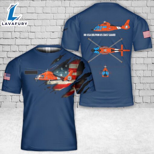 Custom Name US Coast Guard HH-65A Dolphin T-Shirt 3D 4th Of July Shirt