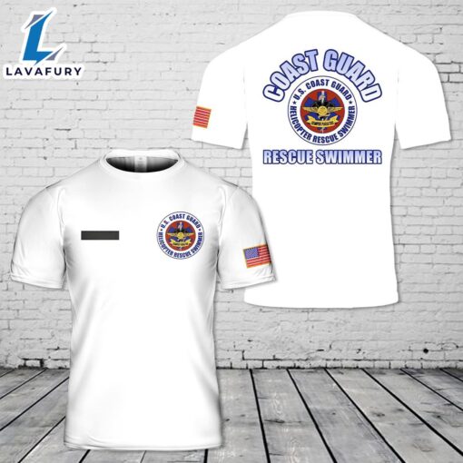 Custom Name US Coast Guard Rescue Swimmer T-Shirt 3D 4th Of July Shirt