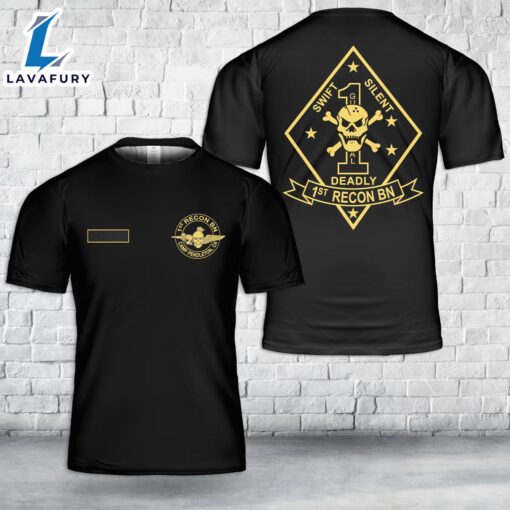 Custom Name US Marine Corps 1st Recon Battalion Camp Pendleton T-Shirt 3D 4th Of July Shirt