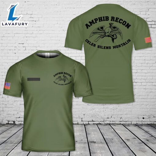 Custom Name US Marine Corps Amphibious Reconnaissance T-Shirt 3D 4th Of July Shirt