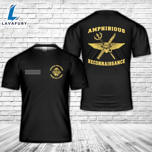Custom Name US Marine Corps Combatant Diver School T-Shirt 3D 4th Of July Shirt