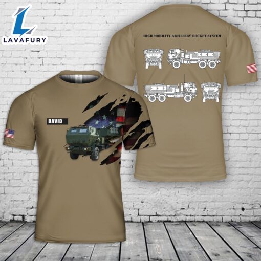 Custom Name U.S. Marine Corps High Mobility Artillery Rocket System M142 HIMARS T-Shirt 3D 4th Of July Shirt