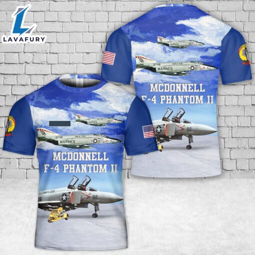 Custom Name US Marine Corps McDonnell F-4 Phantom II Of VMFA-235 T-Shirt 3D 4th Of July Shirt