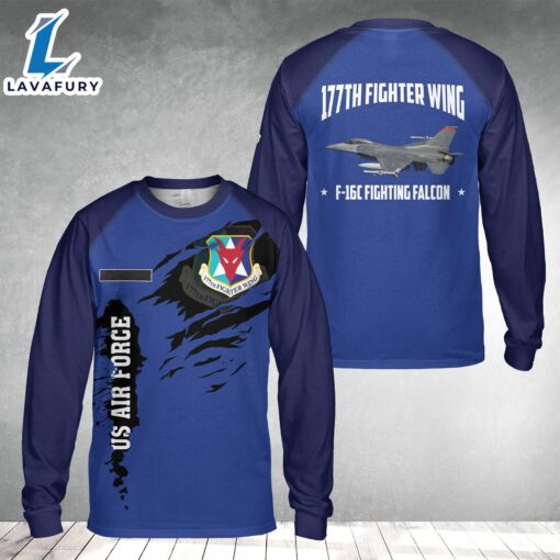 Custom Name US New Jersey Air National Guard 177th Fighter Wing F-16C Fighting Falcon AOP Long Sleeve Shirt 4th Of July Shirt
