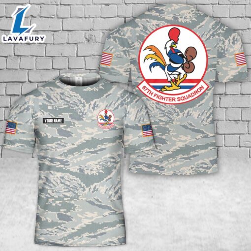 Custom Name USAF 67th Fighter Squadron 3D T-Shirt 4th Of July Shirt