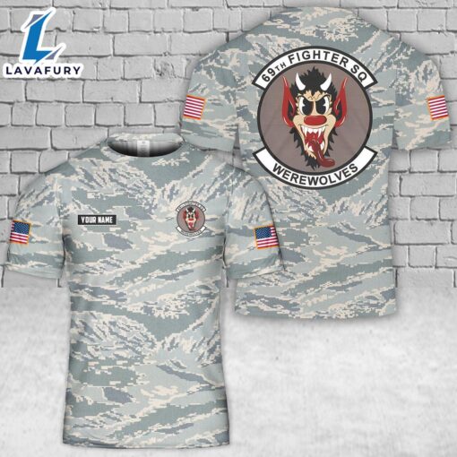 Custom Name USAF 69th Fighter Squadron 3D T-Shirt 4th Of July Shirt
