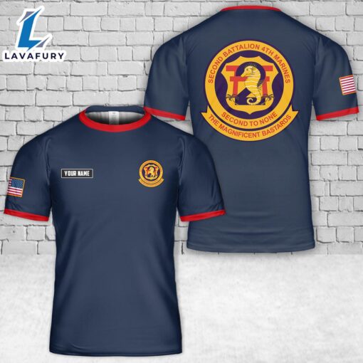 Custom Name USMC 2nd Battalion, 4th Marines 3D T-Shirt 4th Of July Shirt