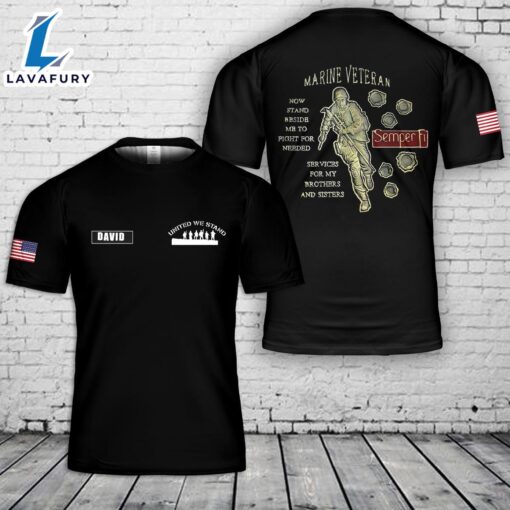 Custom Name USMC Veteran Semper Fidelis 3D T-Shirt 4th Of July Shirt